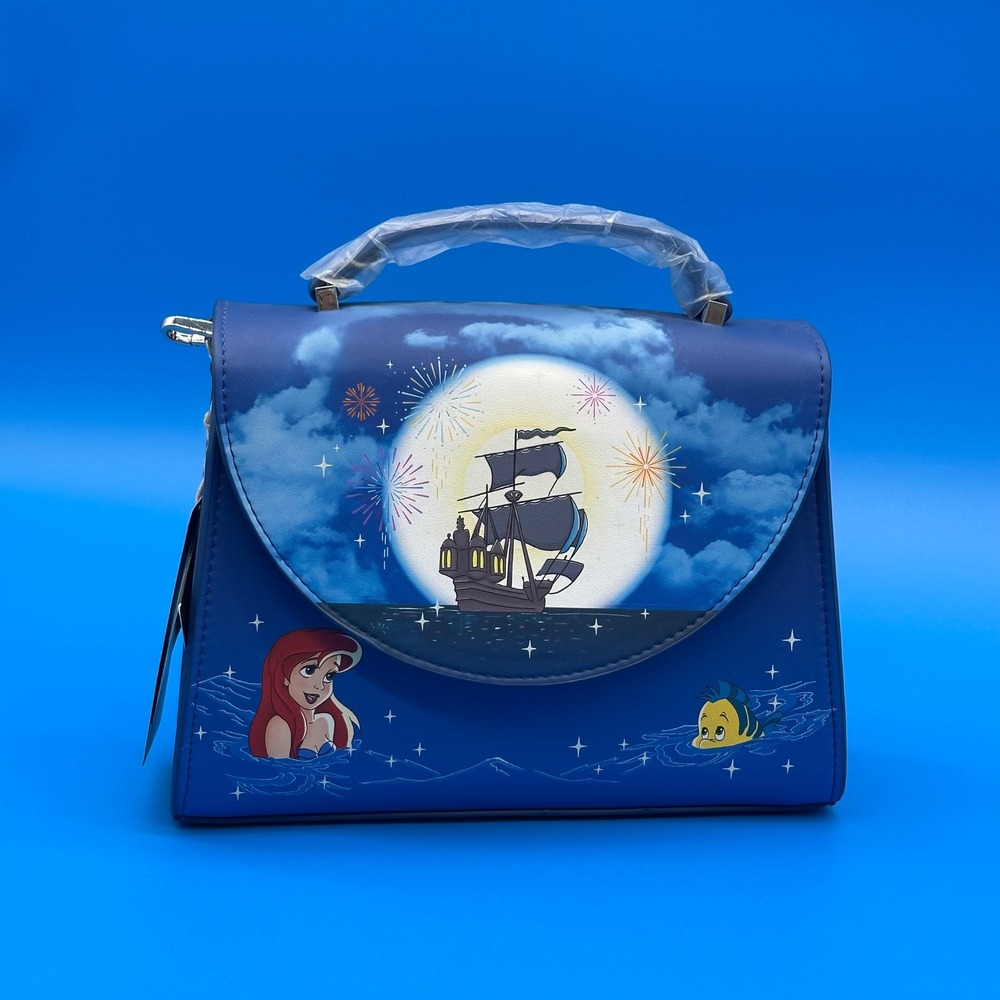 Loungefly Disney Princess Ariel Little Mermaid Crossbody Bag Blue Fireworks New